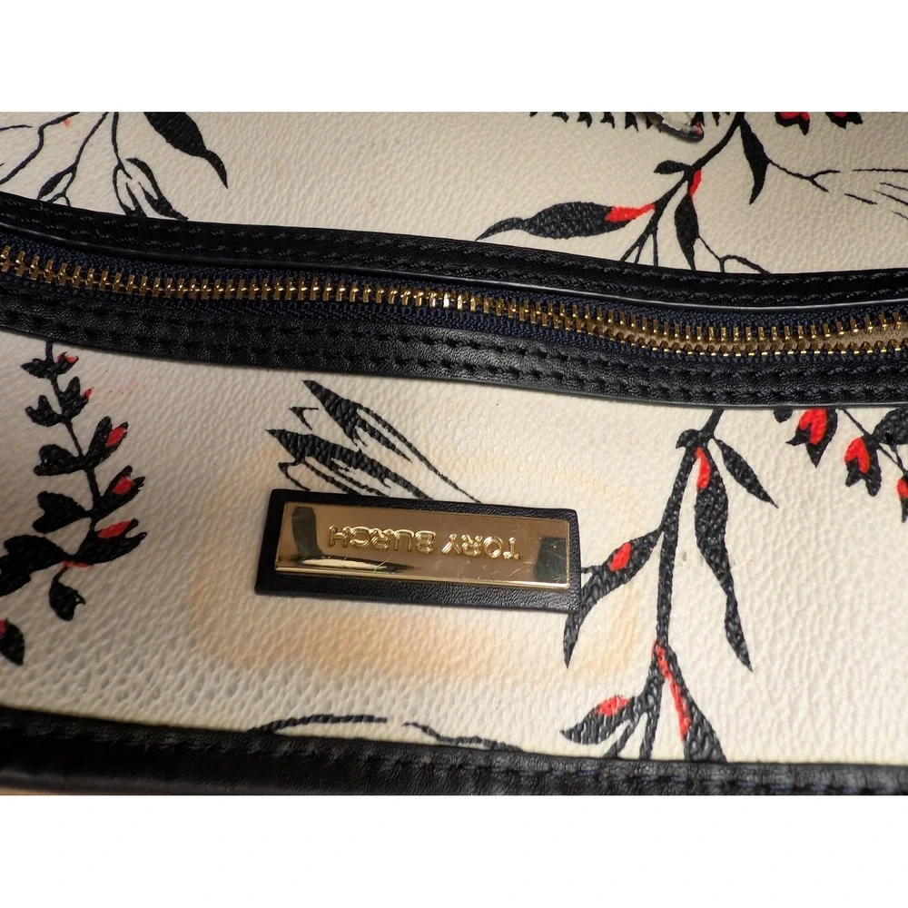 Tory Burch Kerrington Floral Print Tote Bag‎ Large Shoulder Bag Coated Canvas